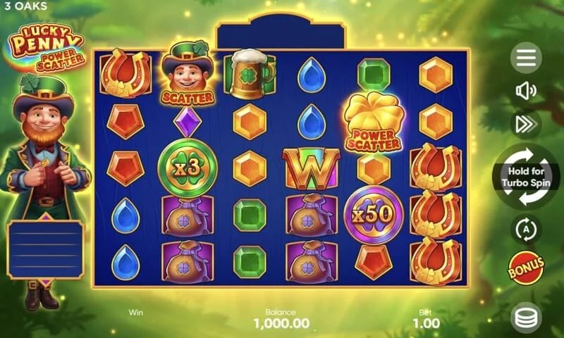 Lucky Penny Power Scatter - Power Scatter symbol med guldmønt og baggrundsbelysning